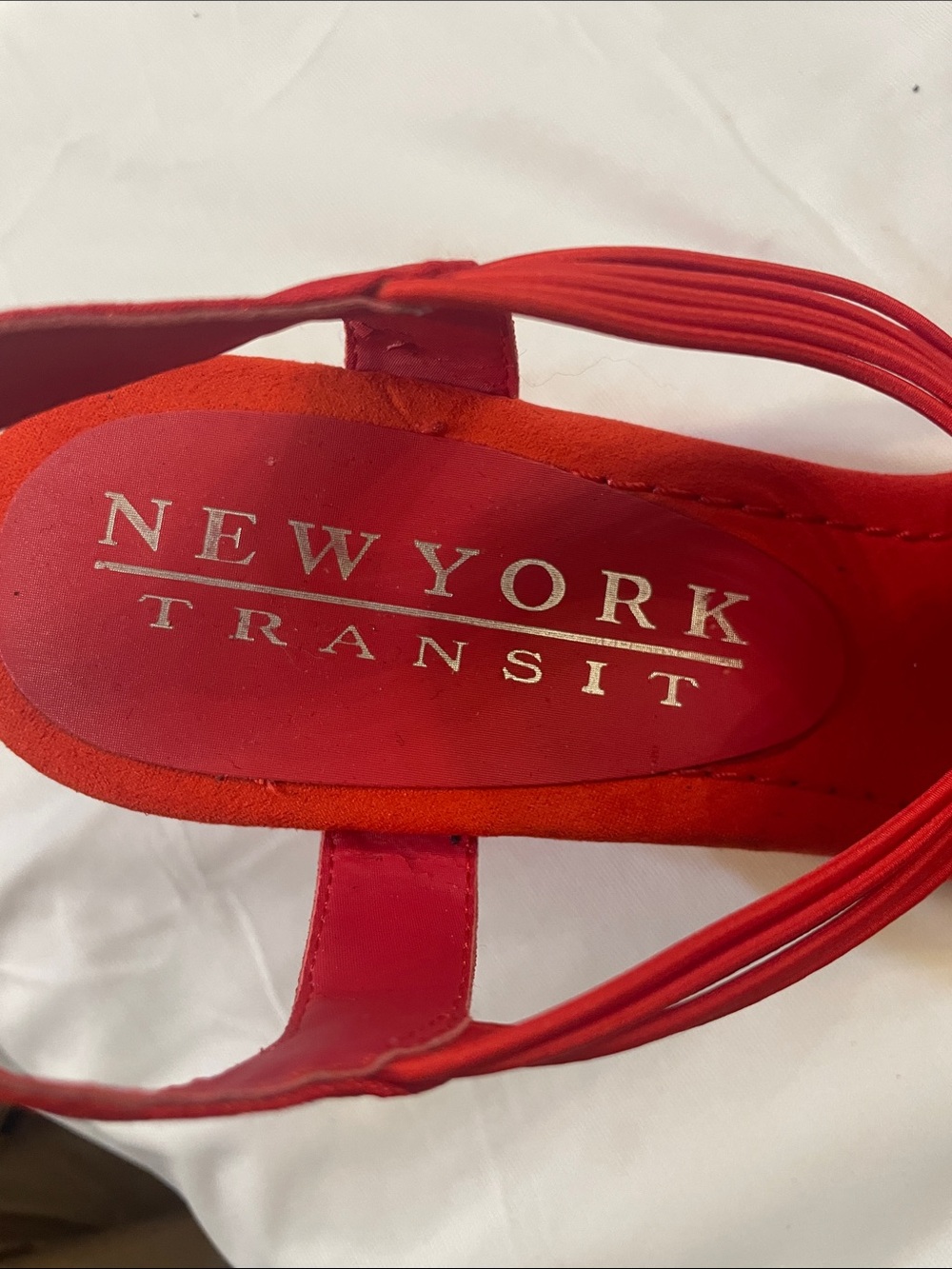 New York Transit Red Crystal-Embellished Slingback Sandals - Picture 2 of 5